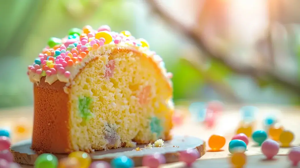 עוגה בחושה עם סוכריות צבעוניות